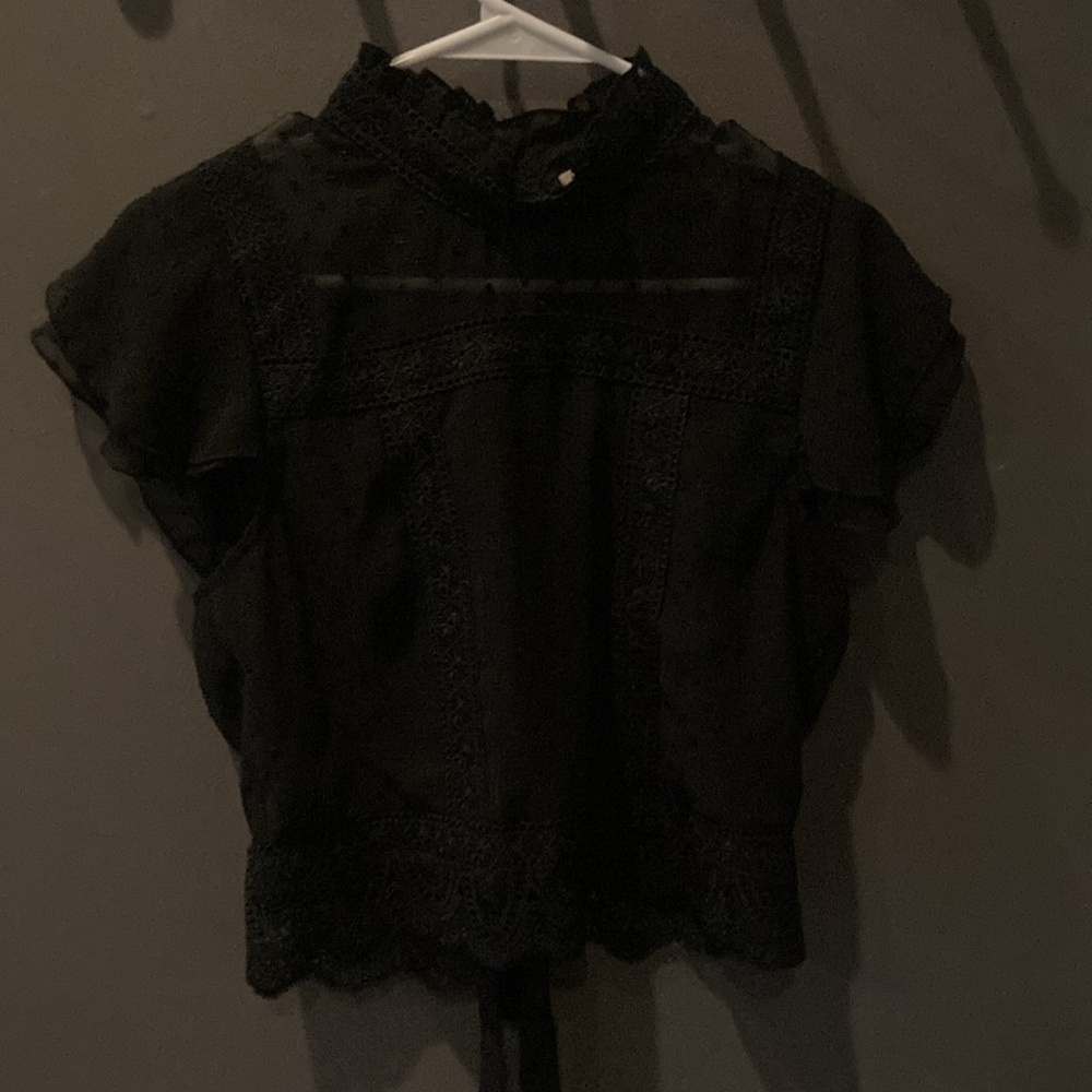 Mi Ami sheer sexy black open with ties size large GUC